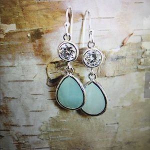 Aqua and CZ earrings
